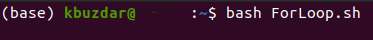 bash forloop