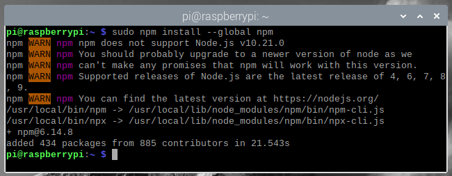 npm should be upgraded