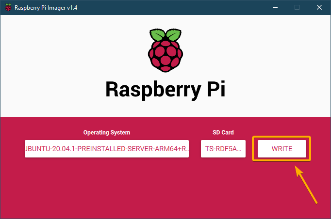 raspberry pi imager- write